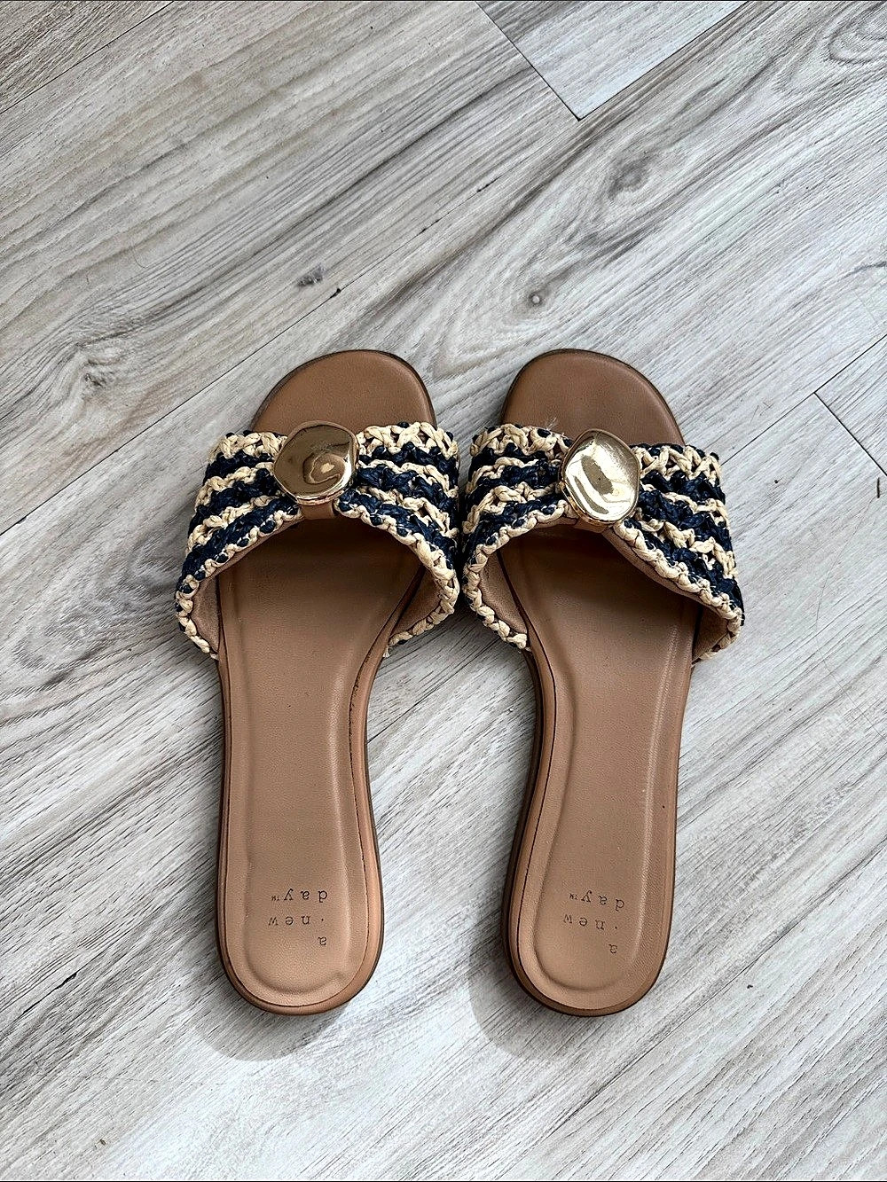 A New Day Nina Slide Sandals Brown & Blue